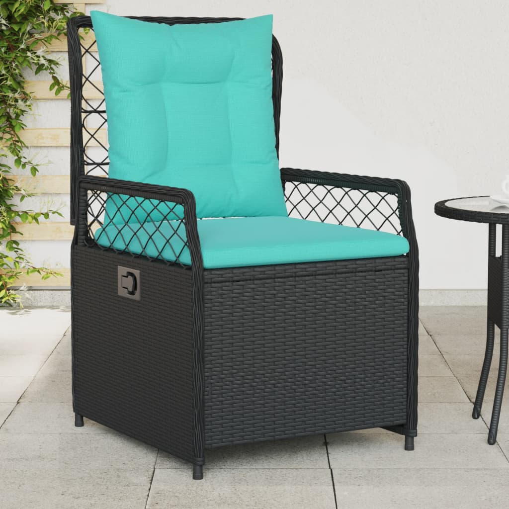 Conjunto de 2 cadeiras de jardim reclináveis em rattan sintético preto