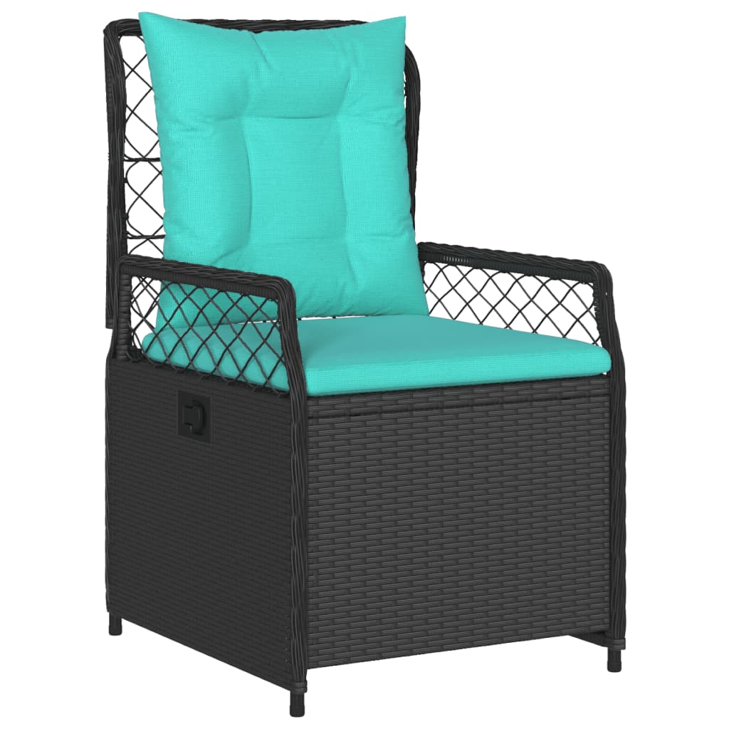 Conjunto de 2 cadeiras de jardim reclináveis em rattan sintético preto