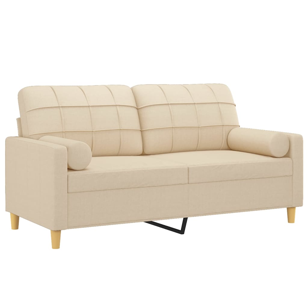 Sofá 2 lugares + almofadas decorativas 140 cm tecido cor creme