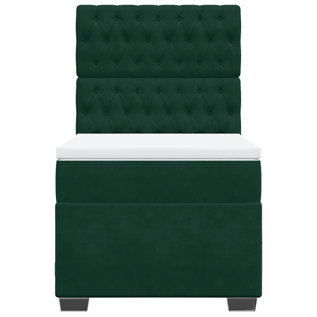 Cama com molas/colchão 80x200 cm veludo verde-escuro