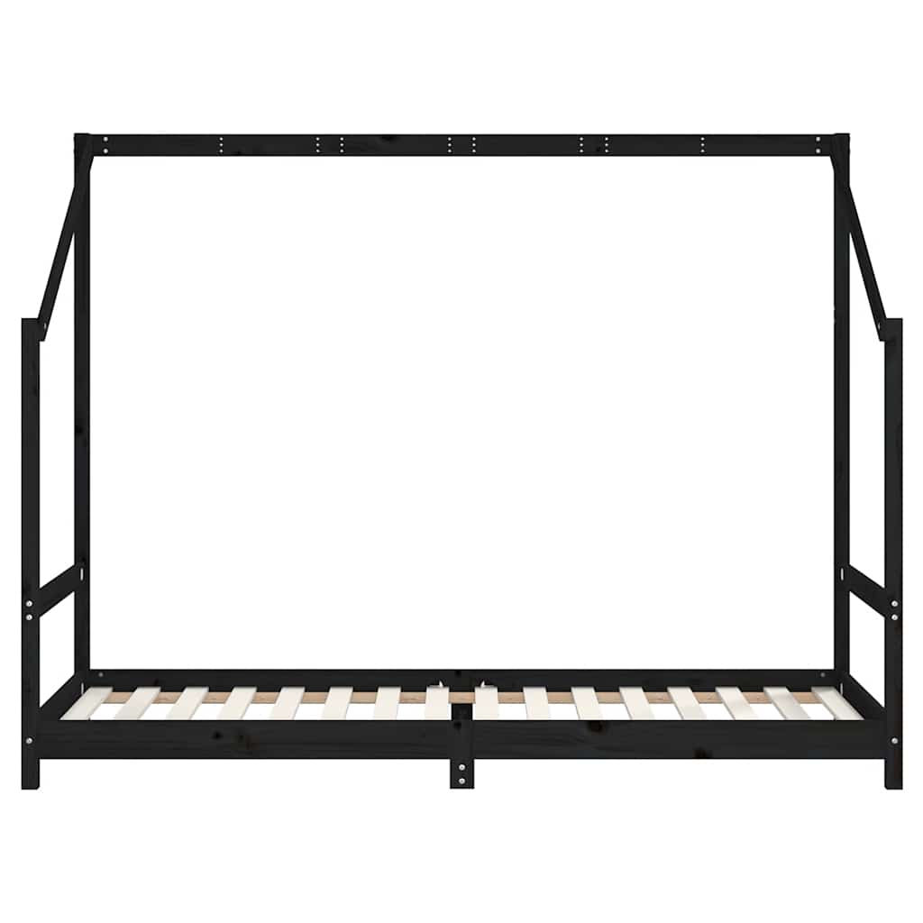 Estrutura de cama infantil 80x200 cm pinho maciço preto