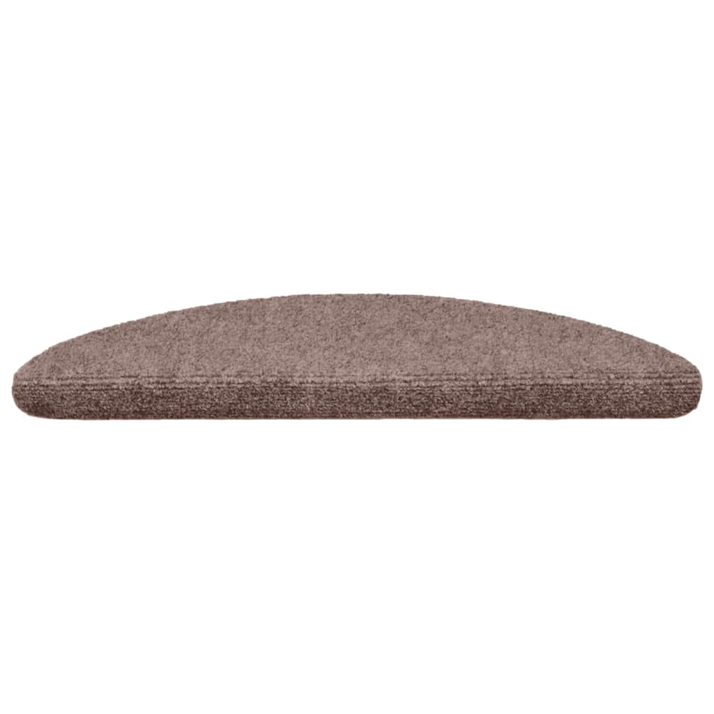 Tapetes de escada autoadesivos 15 peças 56x17x3 cm marrom claro meia-lua
