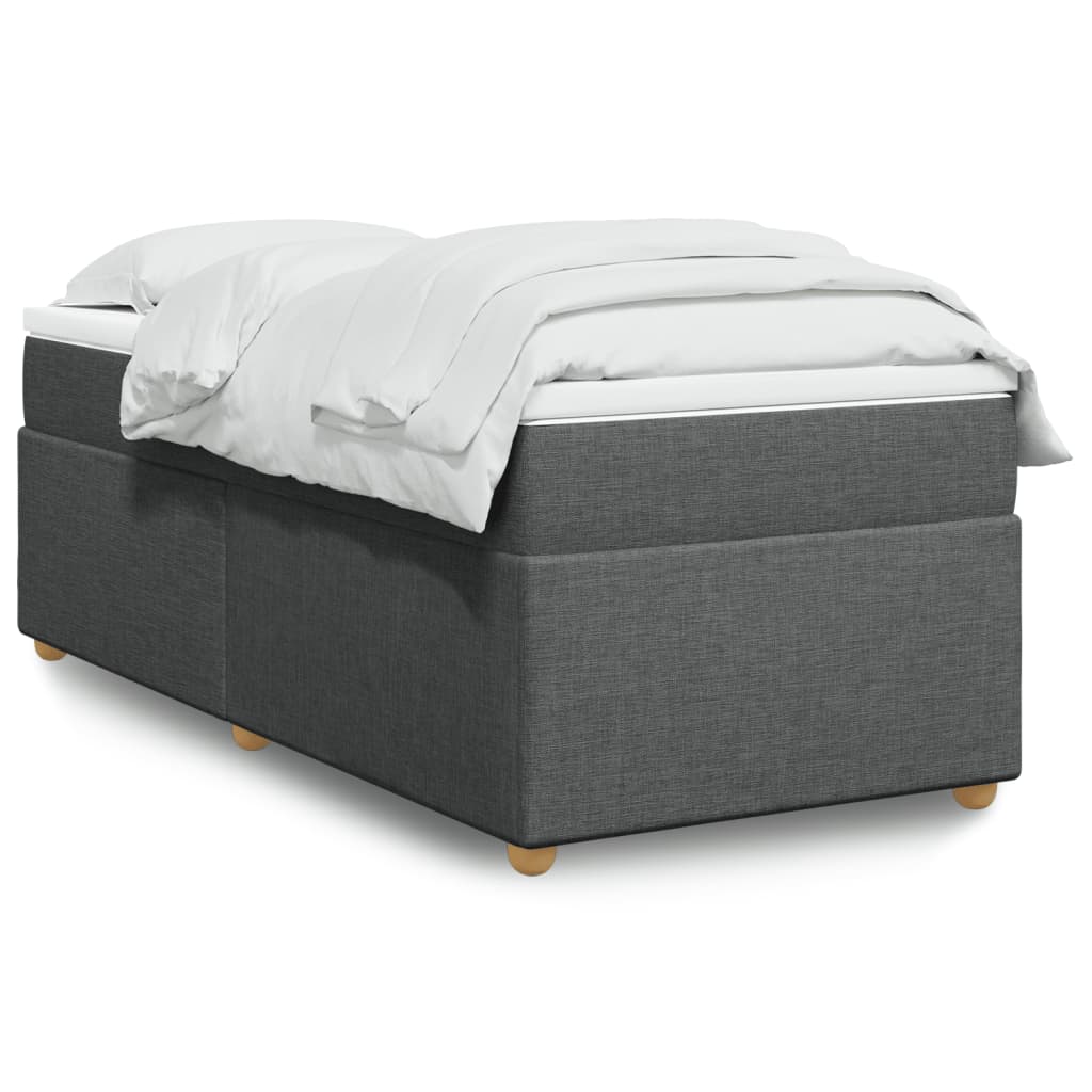 Cama com molas/colchão 100x200 cm tecido cinza-escuro