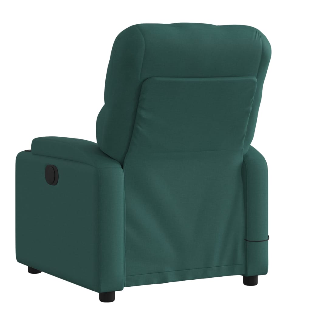 Poltrona de massagem reclinável em tecido verde escuro