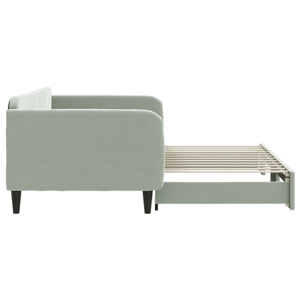 Sofá-cama com gavetão 100x200 cm veludo cinzento-claro