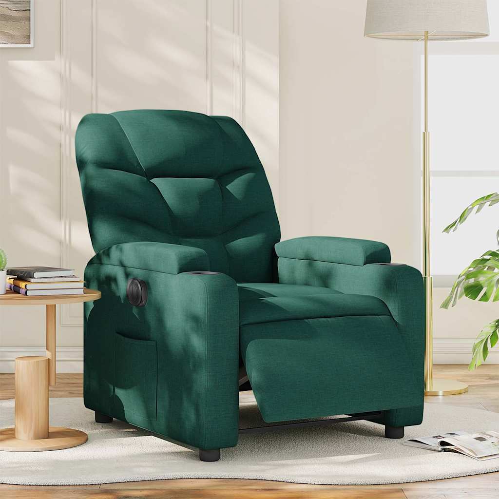 Poltrona elétrica reclinável tecido verde-escuro
