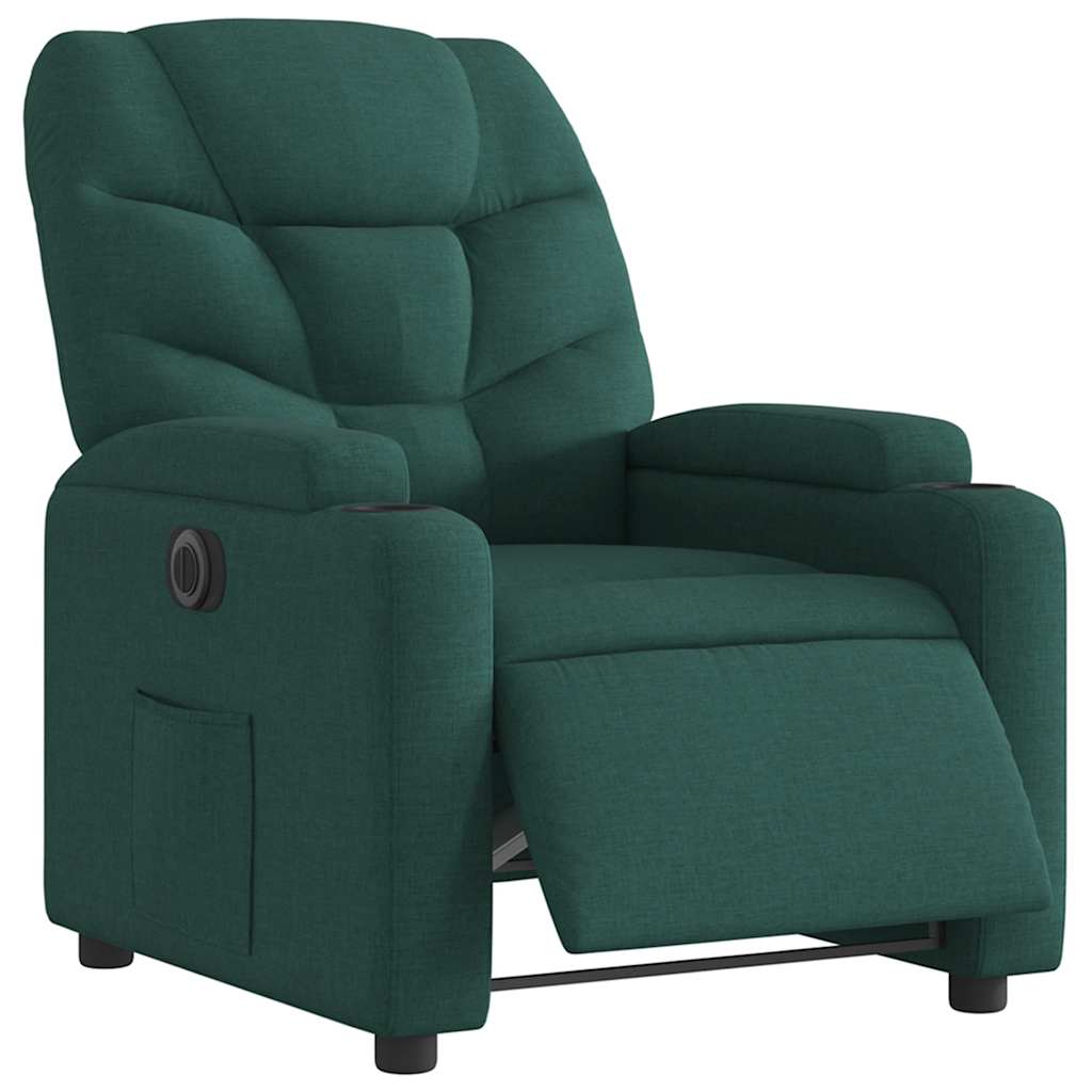 Poltrona elétrica reclinável tecido verde-escuro