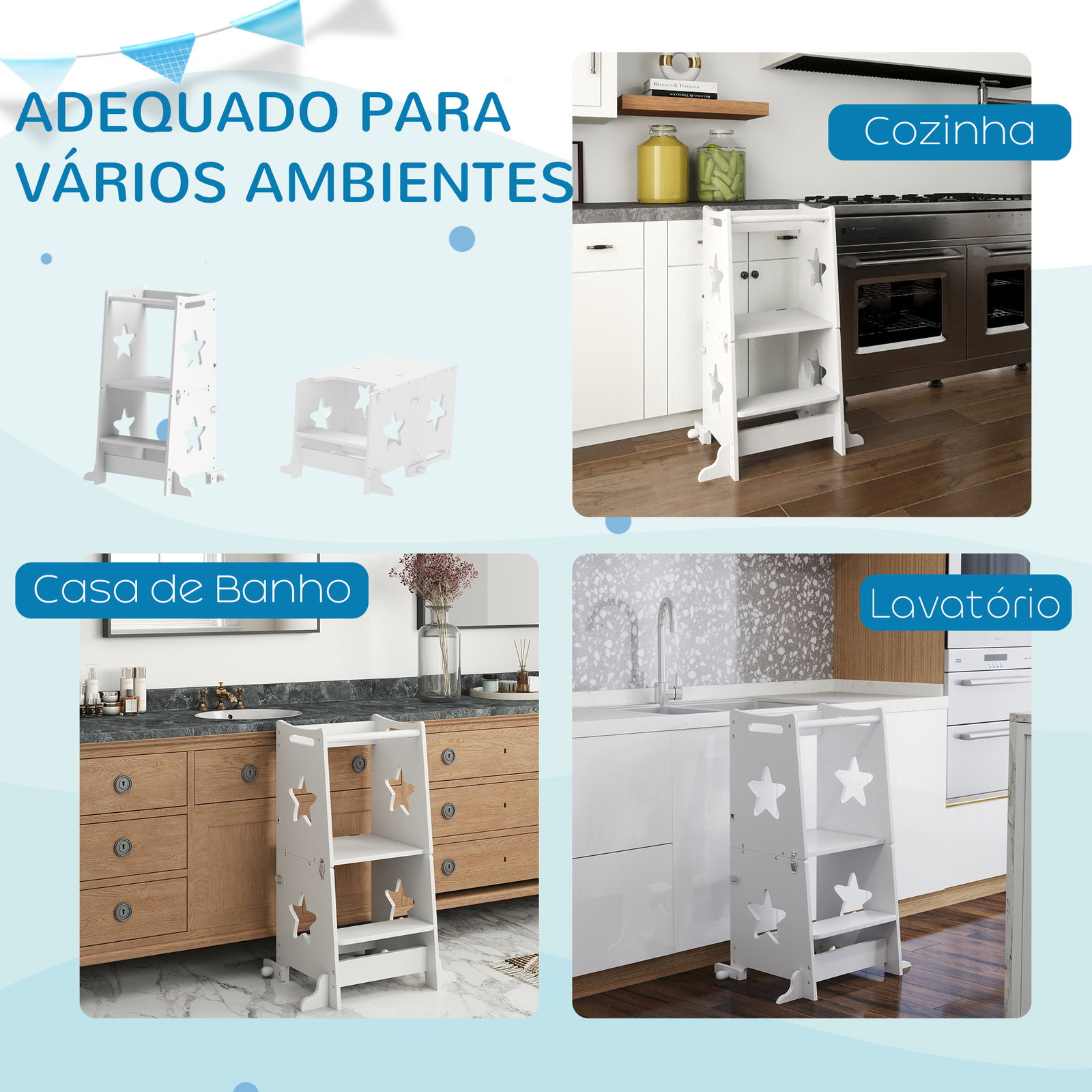 Torre de aprendizagem 2 em 1 torre de aprendizagem para crianças convertível em mesa e cadeira 60x44,5x86 cm branco