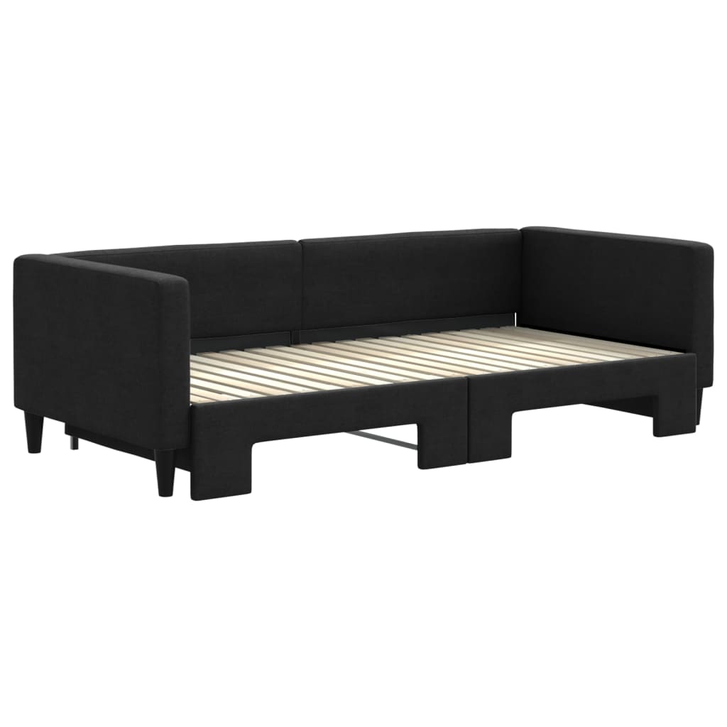 Sofá-cama com gavetão 90x190 cm tecido preto