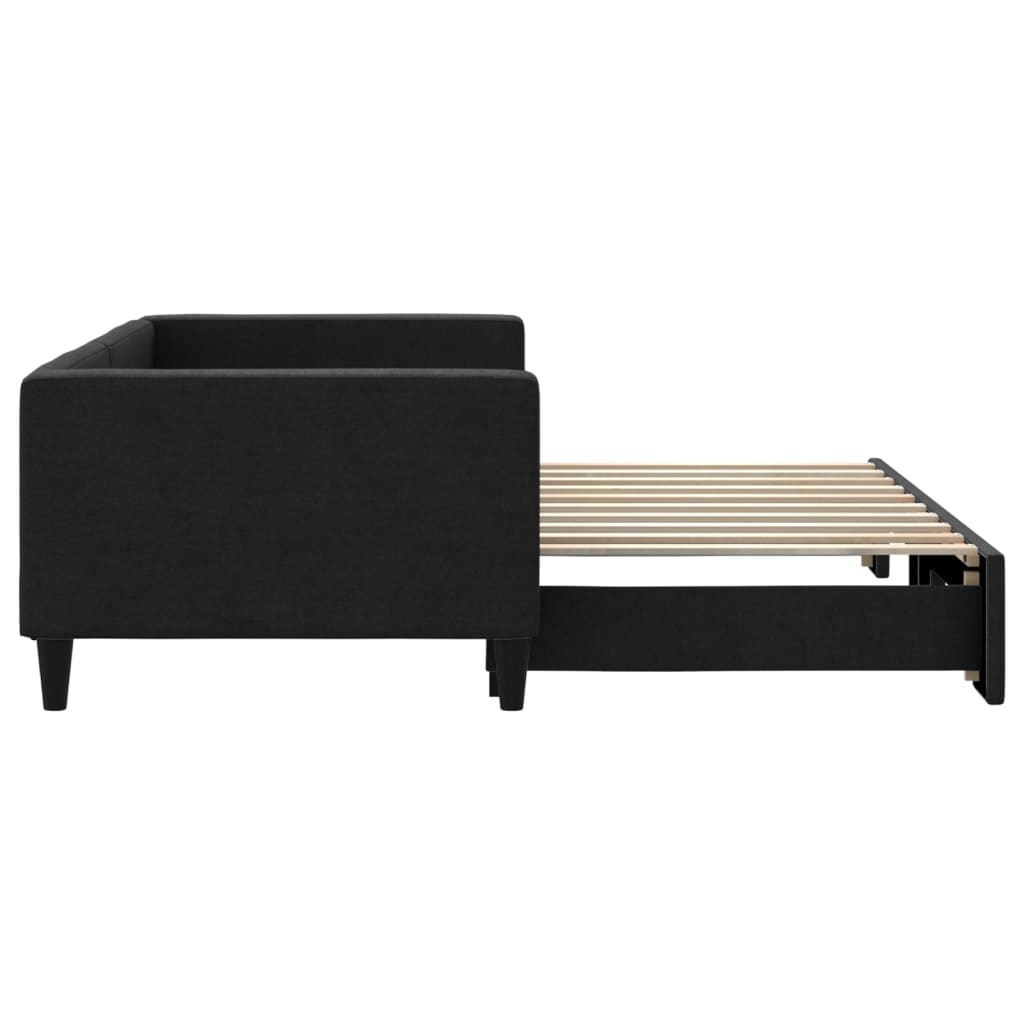 Sofá-cama com gavetão 90x190 cm tecido preto