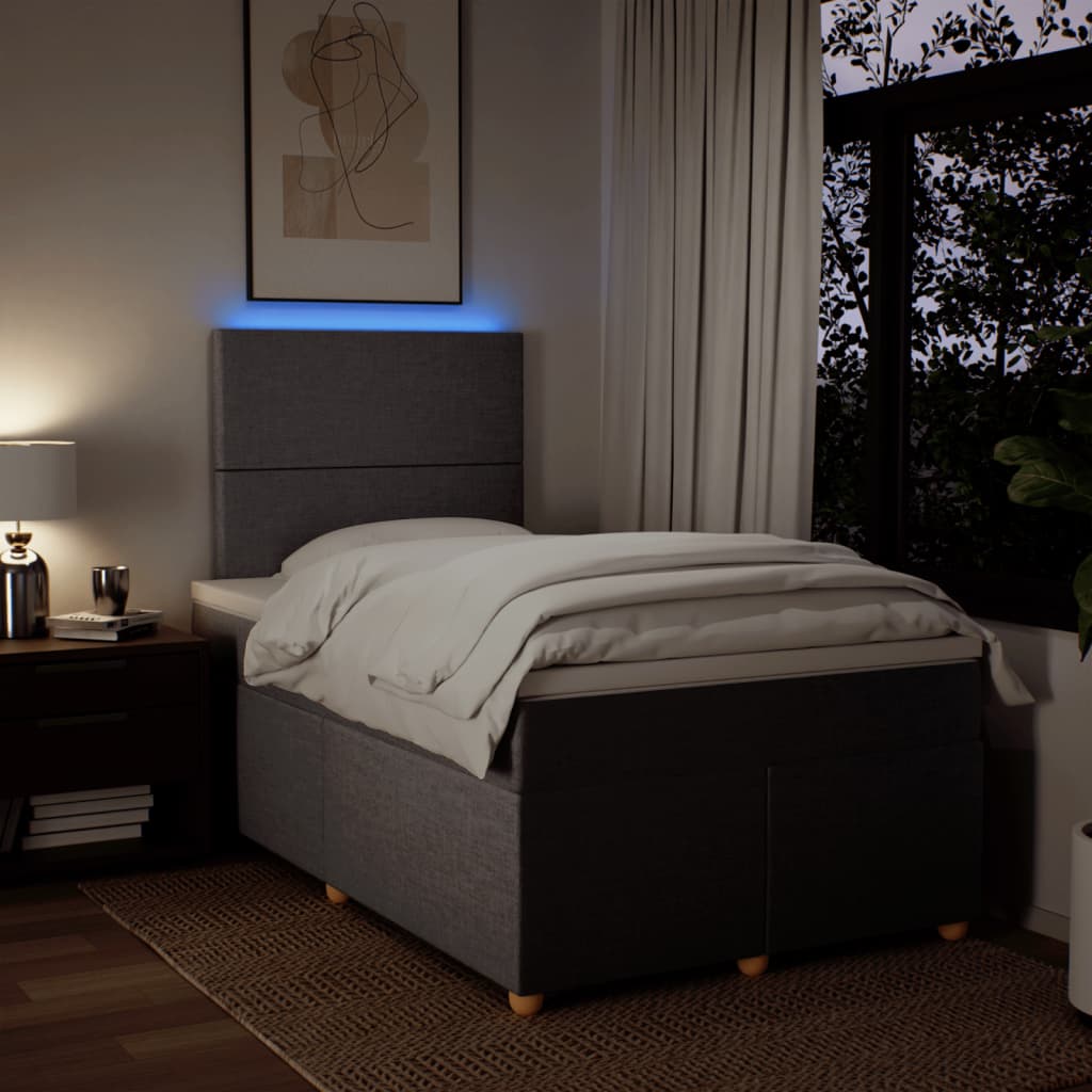 Cama boxspring c/ colchão 120x190cm tecido castanho-acinzentado