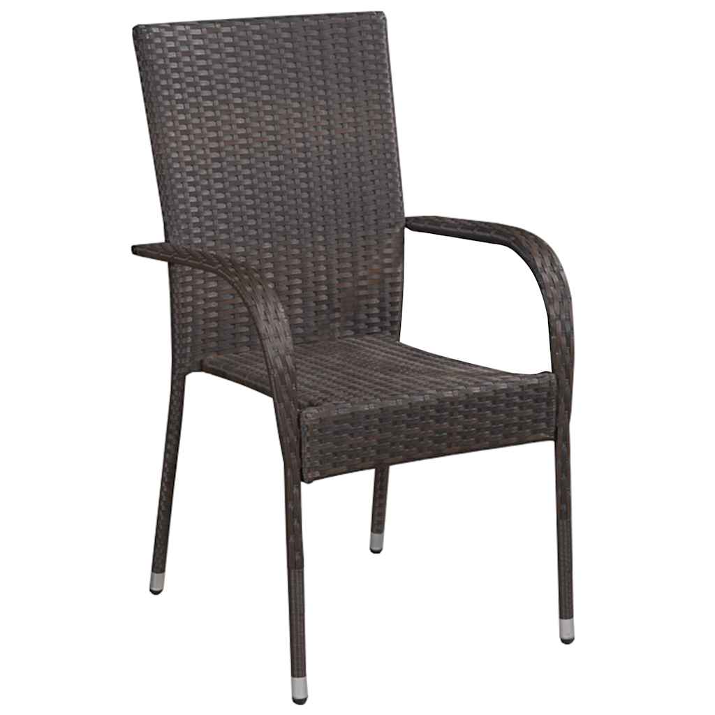 9 Pcs conjunto de jantar para jardim castanho e preto