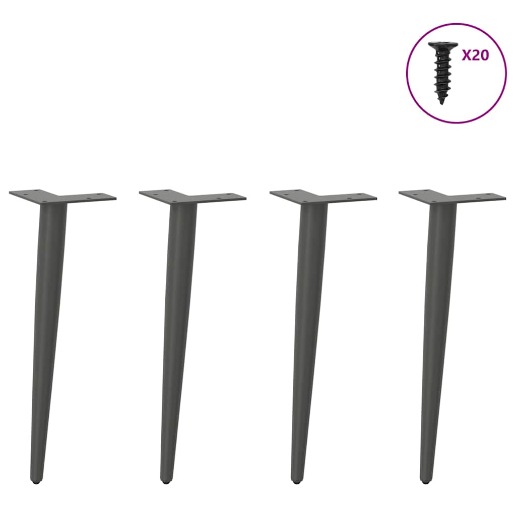 Pés para mesa de centro formato cônico 4 peças antracite 42-43 cm aço