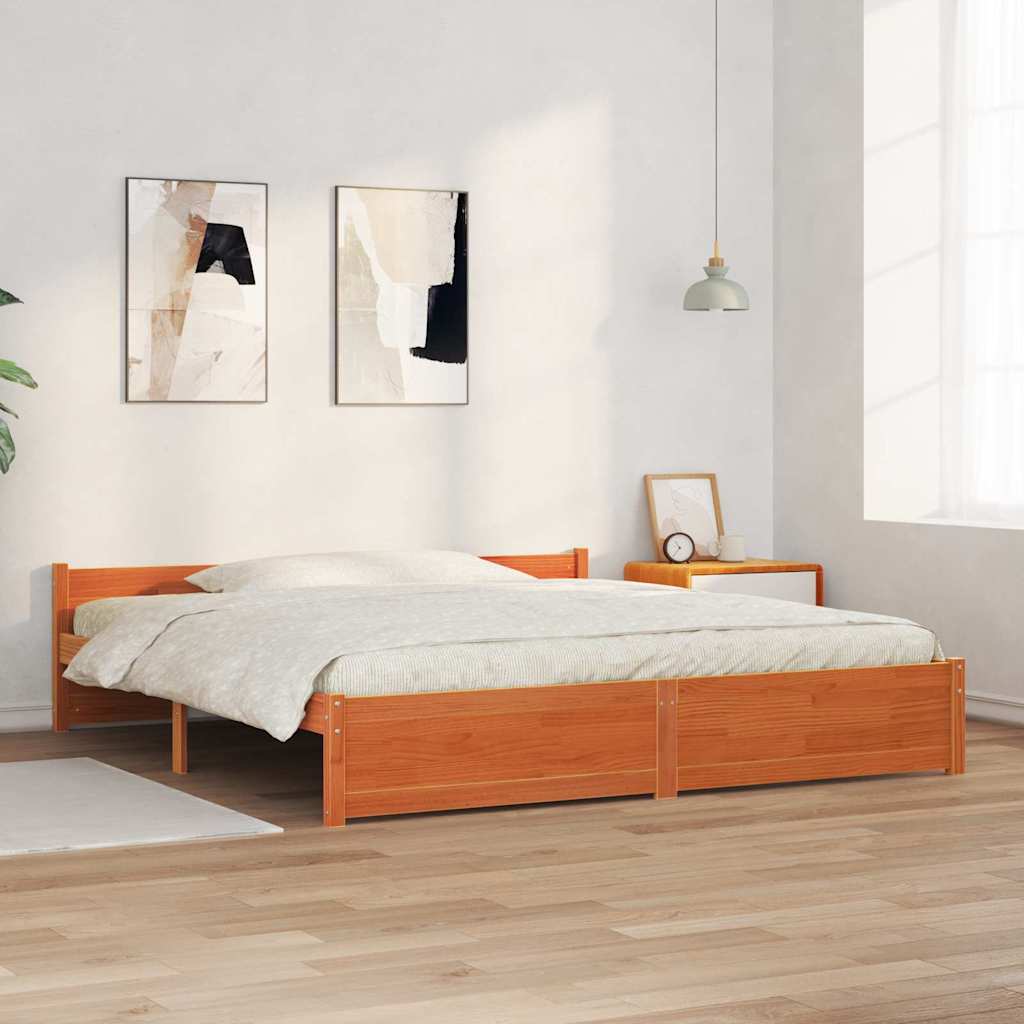 Estrutura da cama marrom cera 205,5 x 205,5 x 51 cm