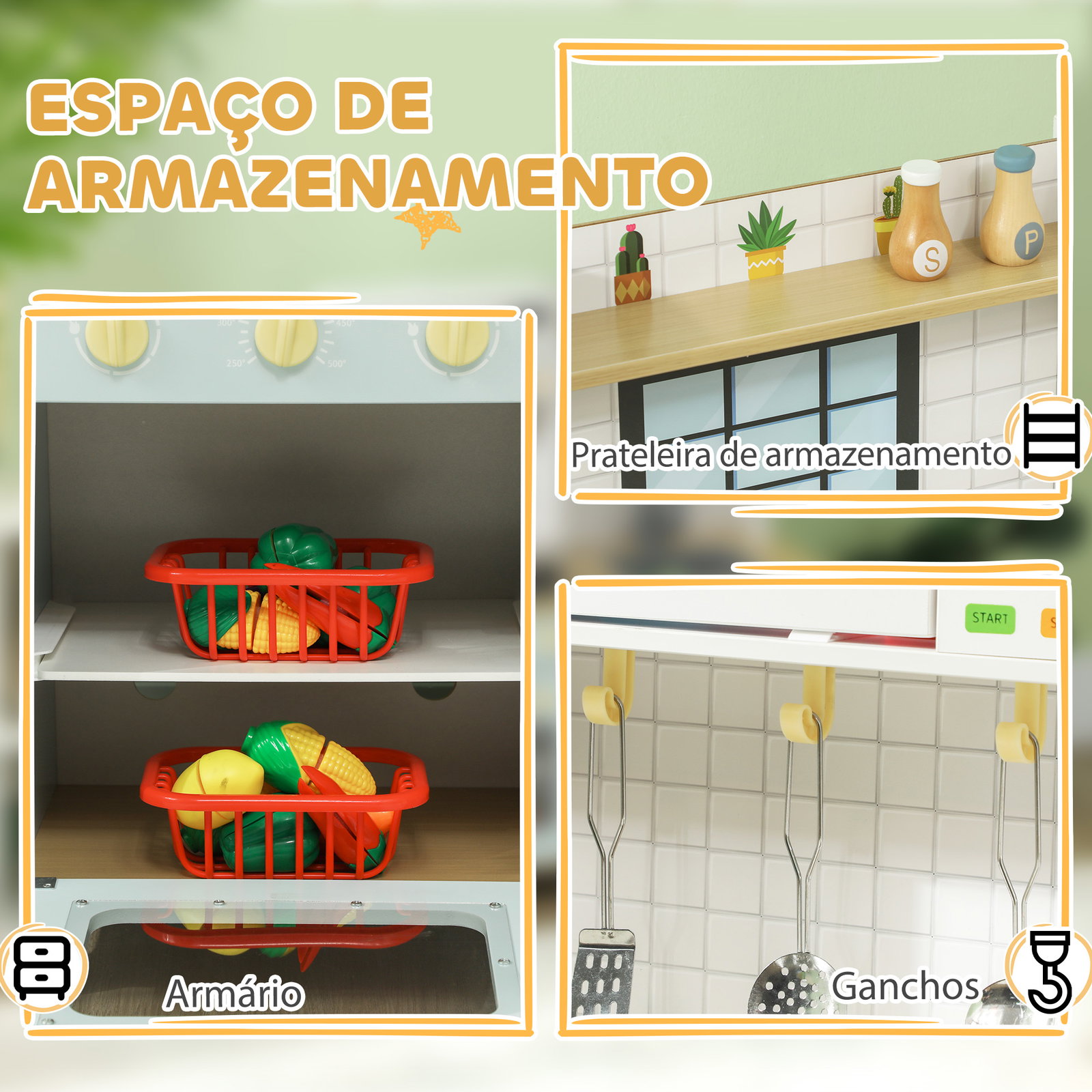Cozinha de madeira para crianças acima de 3 anos cozinha de brincar infantil com som fogão lavatório micro-ondas e acessórios azul