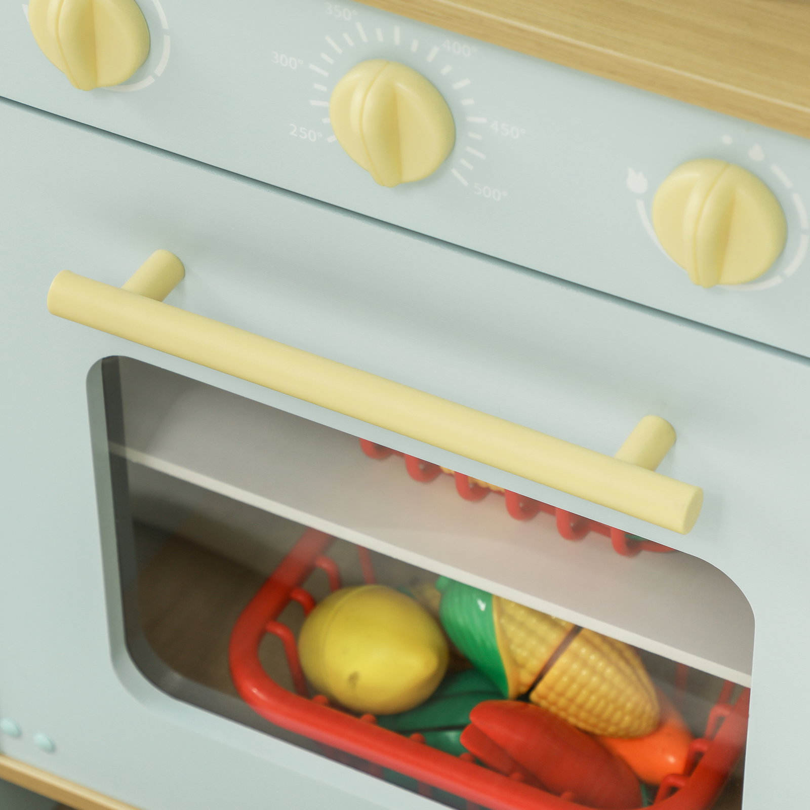 Cozinha de madeira para crianças acima de 3 anos cozinha de brincar infantil com som fogão lavatório micro-ondas e acessórios azul