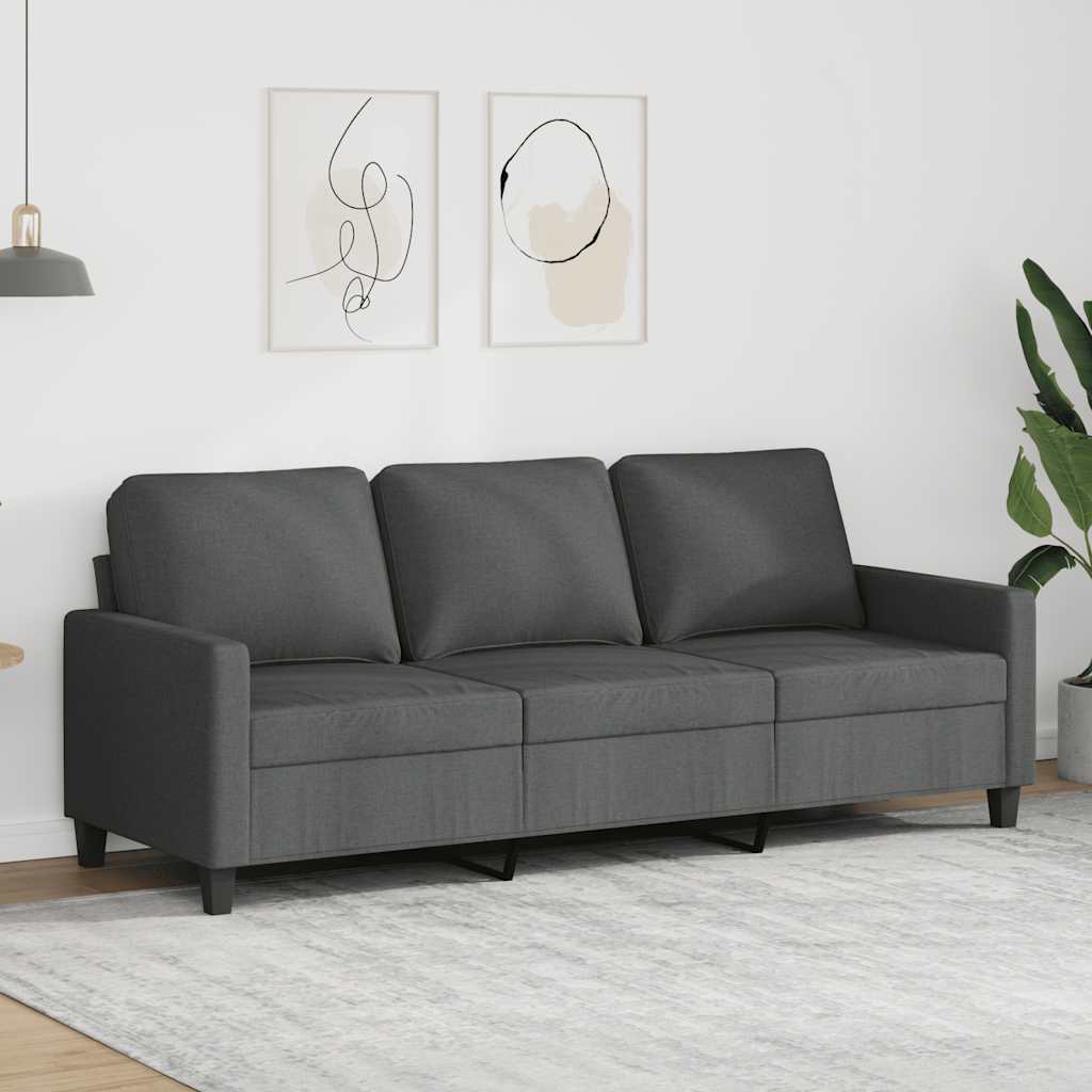 Sofá de 3 lugares 180 cm tecido cinza-escuro