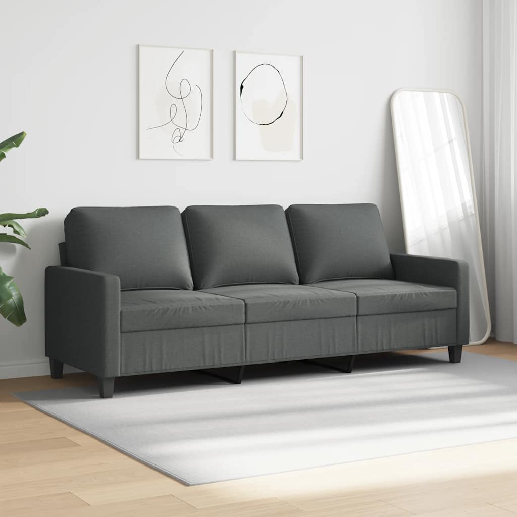 Sofá de 3 lugares 180 cm tecido cinza-escuro