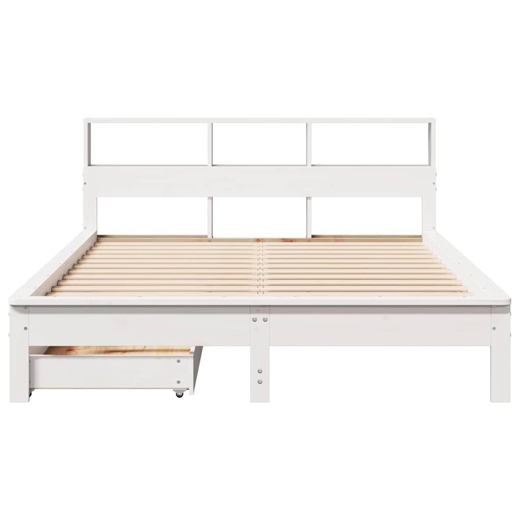 Cama com estante sem colchão 150x200 cm pinho maciço branco
