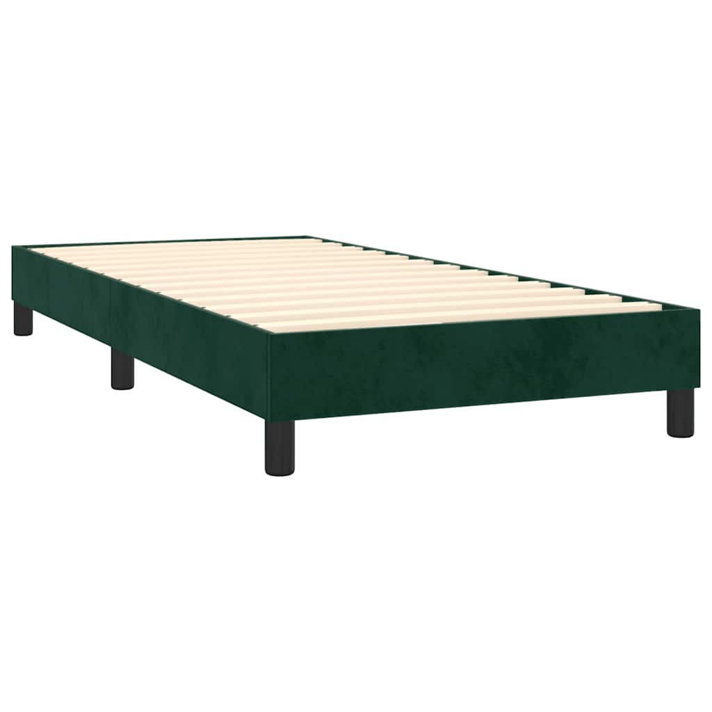 Cama com molas/colchão 80x200 cm veludo verde-escuro