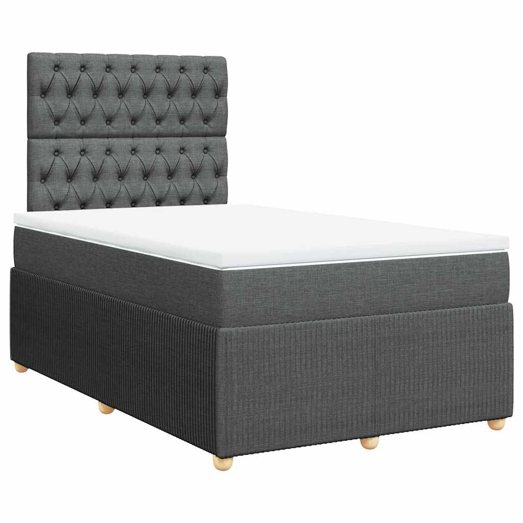 Cama com molas/colchão 120x200 cm tecido cinzento-escuro