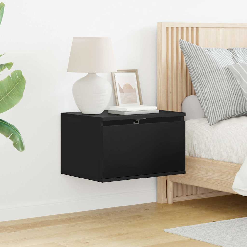 Mesa de cabeceira de parede com luzes LED preto