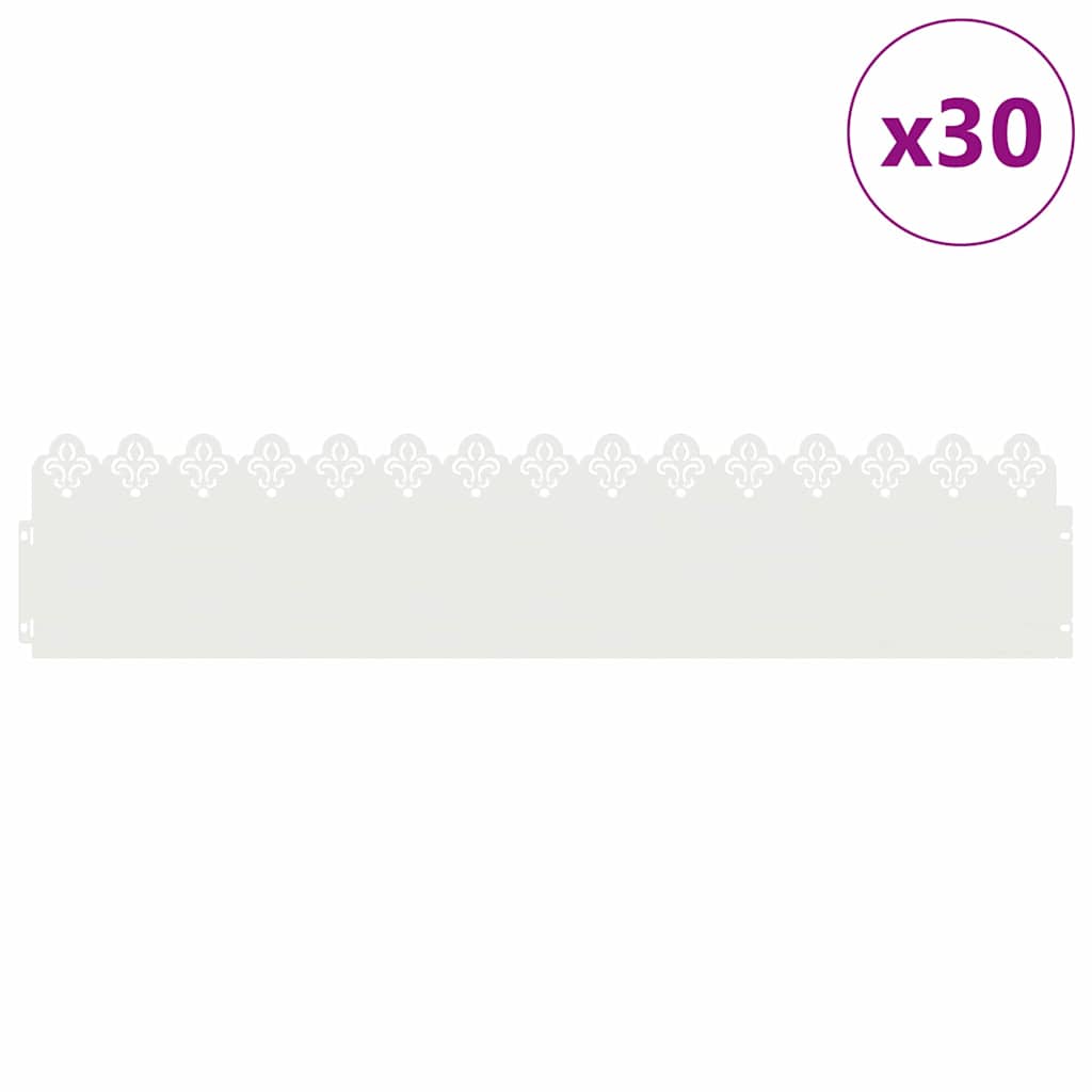 Delimitadores de relvado 30 unid. 103 x 0,05 x 22 cm aço branco