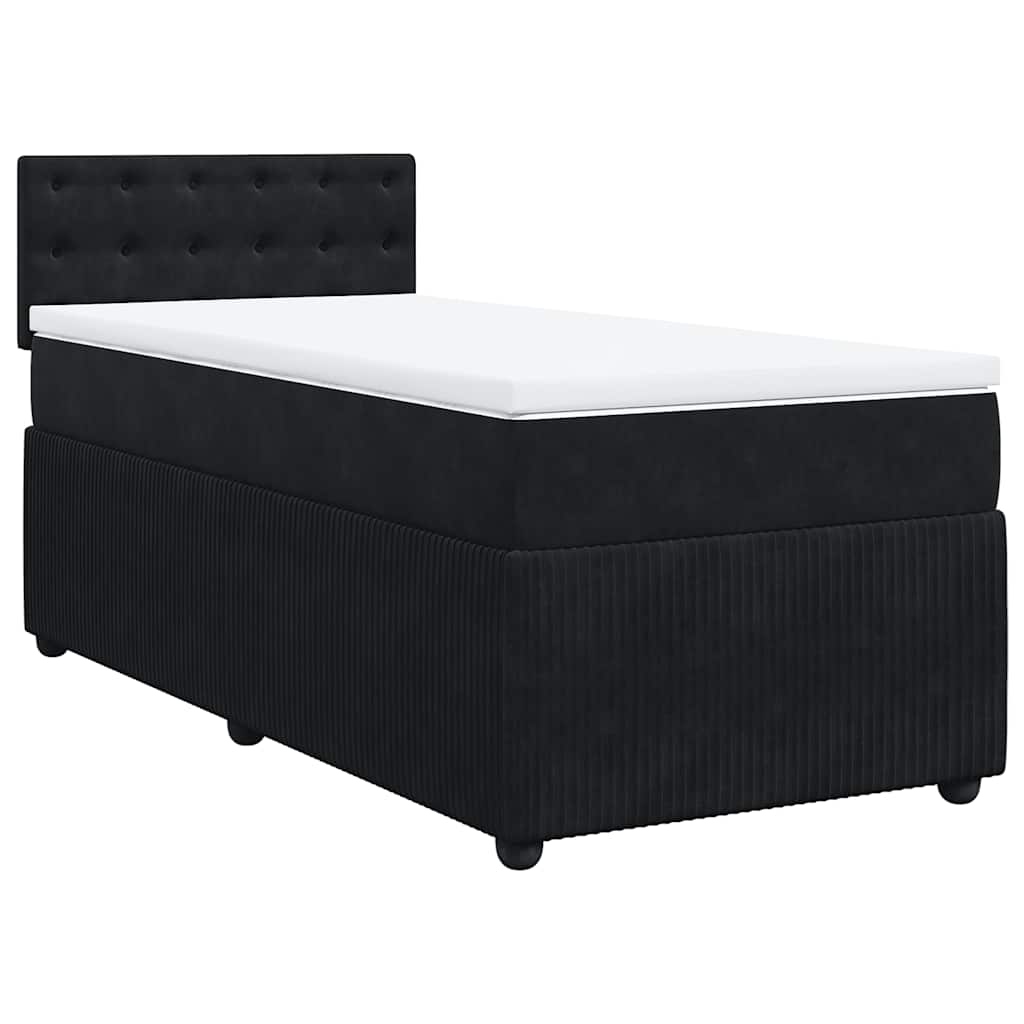 Cama com molas/colchão 100x200 cm veludo preto