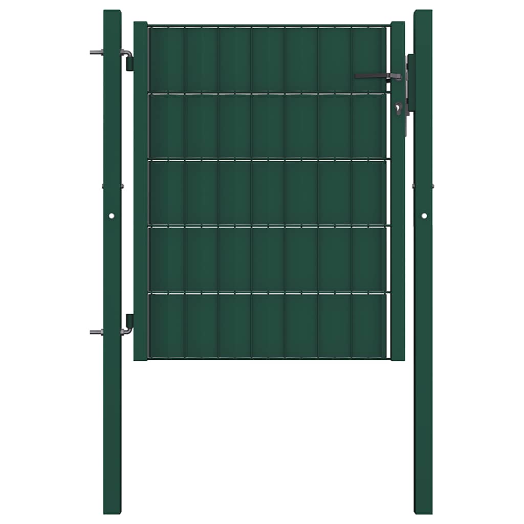 Portão de cerca em PVC e aço 100x81 cm verde