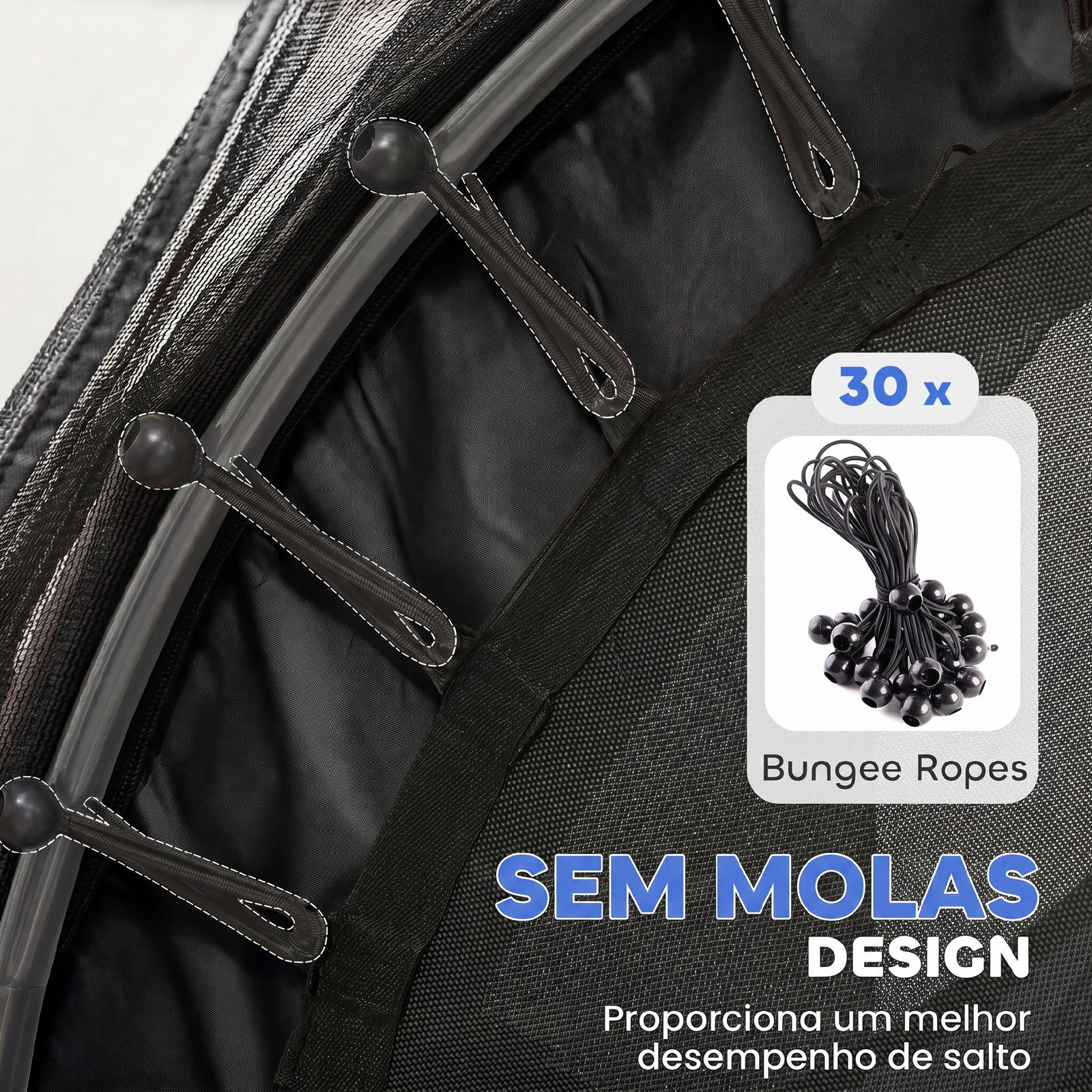 Trampolim para crianças com rede de segurança e estrutura de aço para interiores e exteriores carga 50 kg ø163x190 cm preto