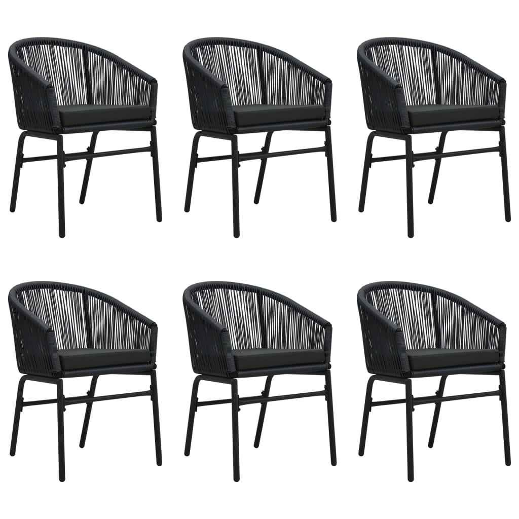 7 Pcs conjunto de jantar para jardim preto