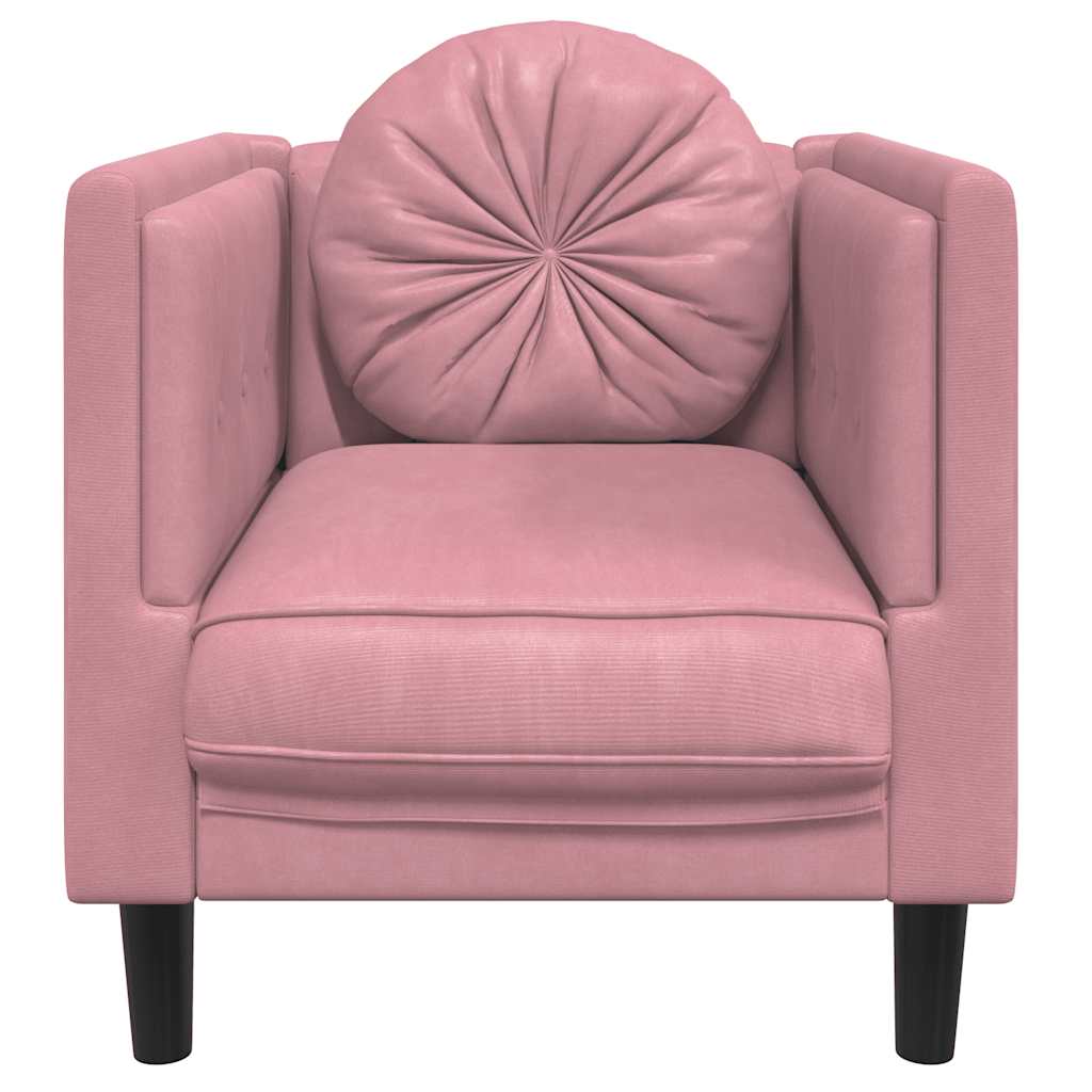 Poltrona com almofadão veludo rosa