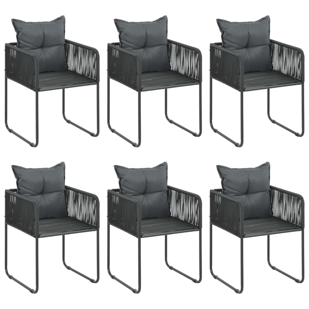 7 Pcs conjunto de jantar p/ jardim vime de PVC preto e castanho