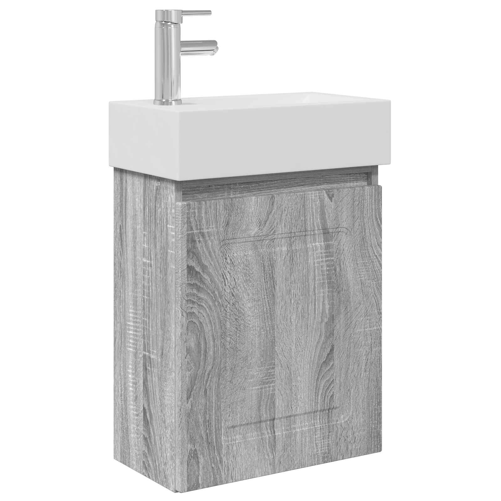 Conjunto de móveis de banheiro com torneira sonoma cinzento