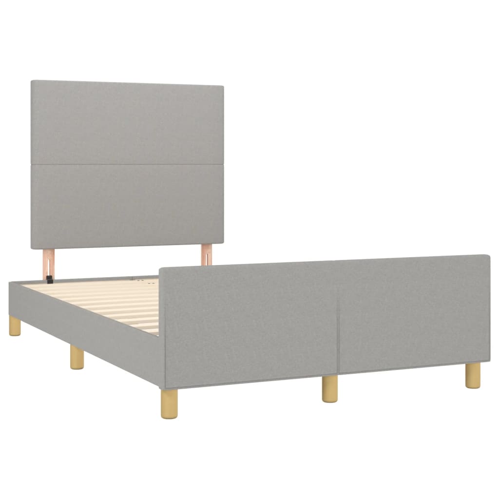 Estrutura de cama sem colchão cinza claro tecido