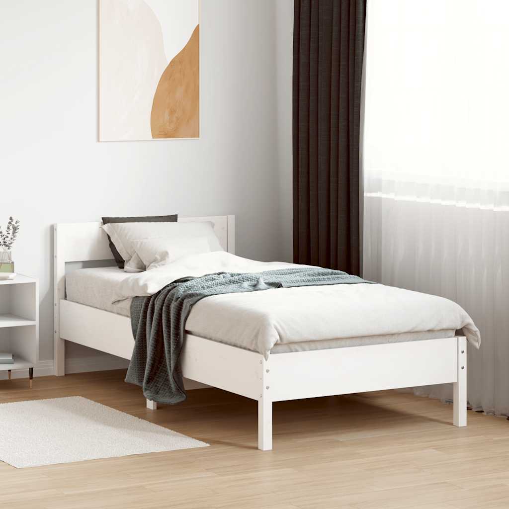 Cama sem colchão 90x190 cm madeira de pinho maciça branco