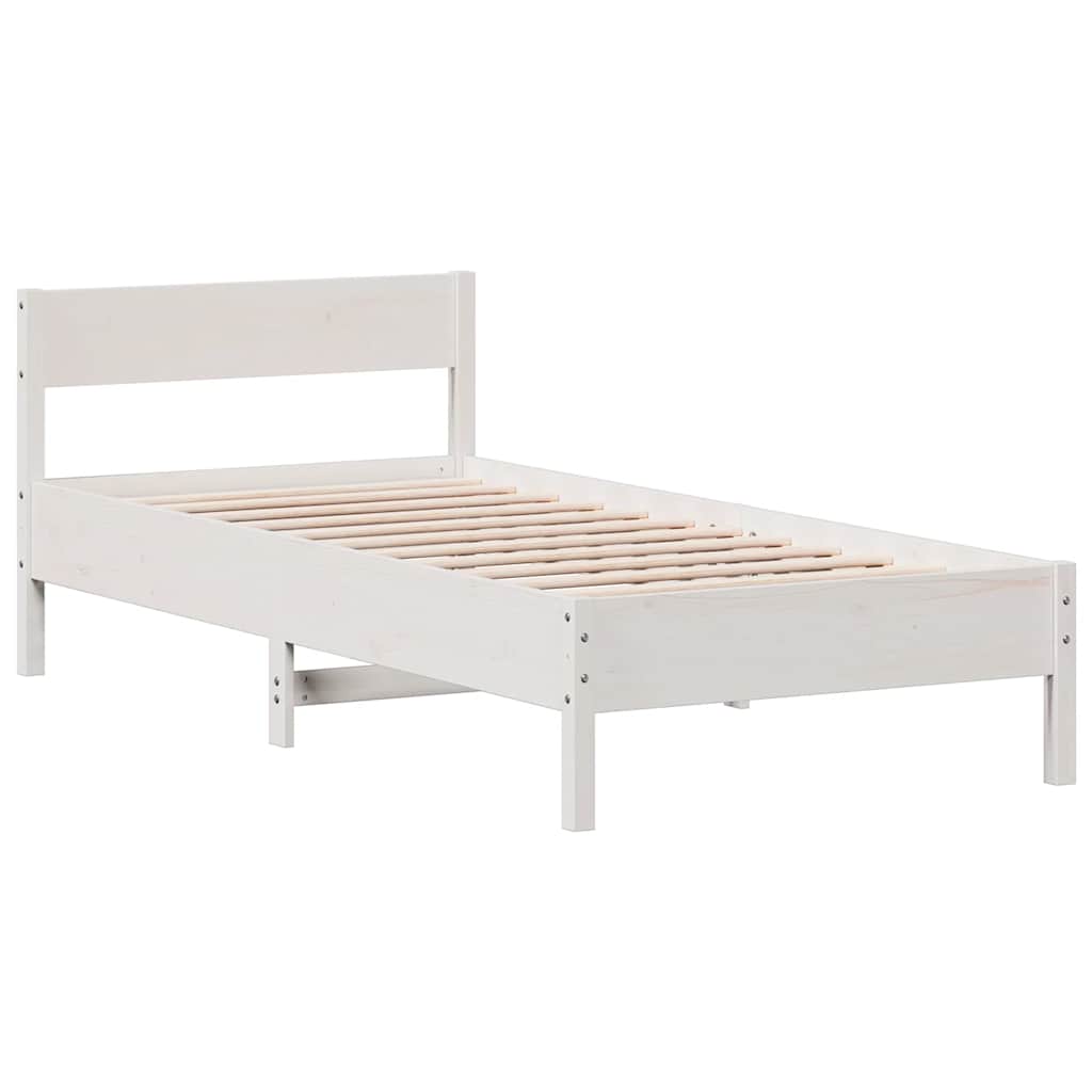 Cama sem colchão 90x190 cm madeira de pinho maciça branco