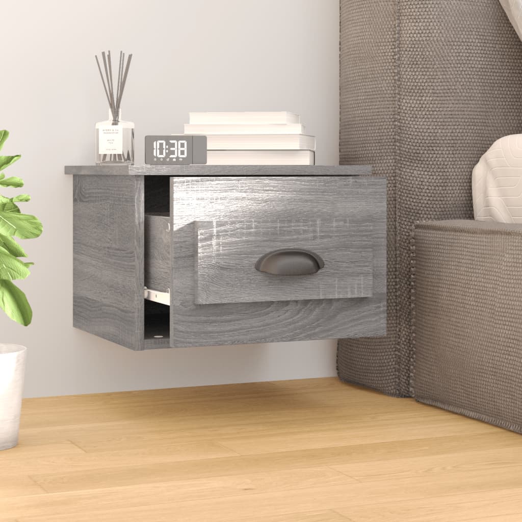 Mesas de cabeceira de parede 2 pcs 41,5x36x28cm cinzento sonoma