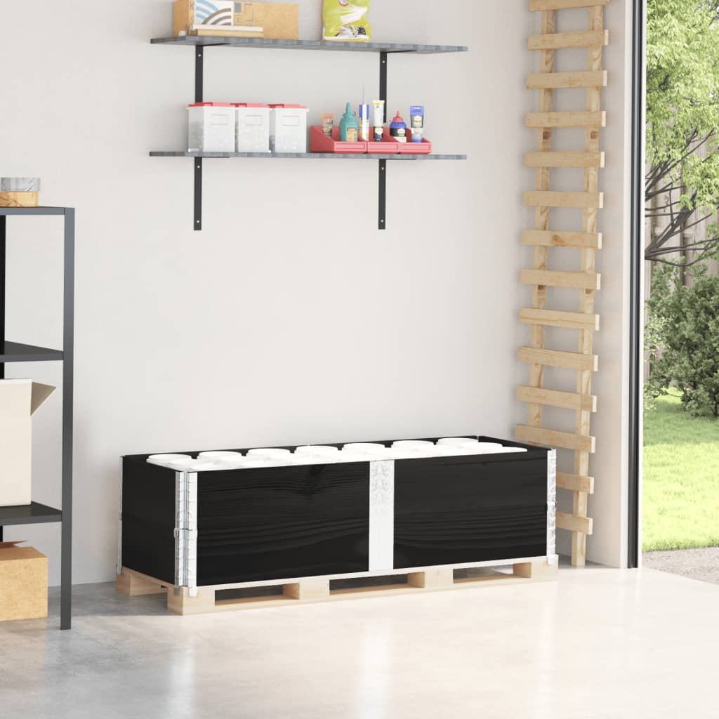 Colares p/ paletes 2 pcs 150x50 cm madeira pinho maciça preto