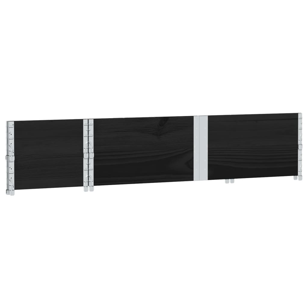 Colares p/ paletes 2 pcs 150x50 cm madeira pinho maciça preto