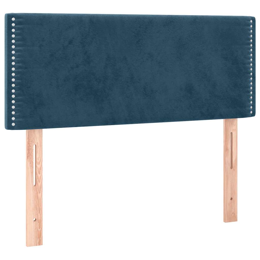 Cabeceira de cama c/ luzes LED veludo 100x5x78/88cm azul-escuro