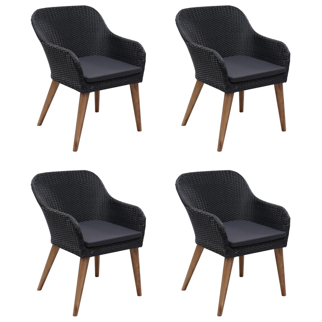 5 Pcs conjunto de jantar para jardim preto