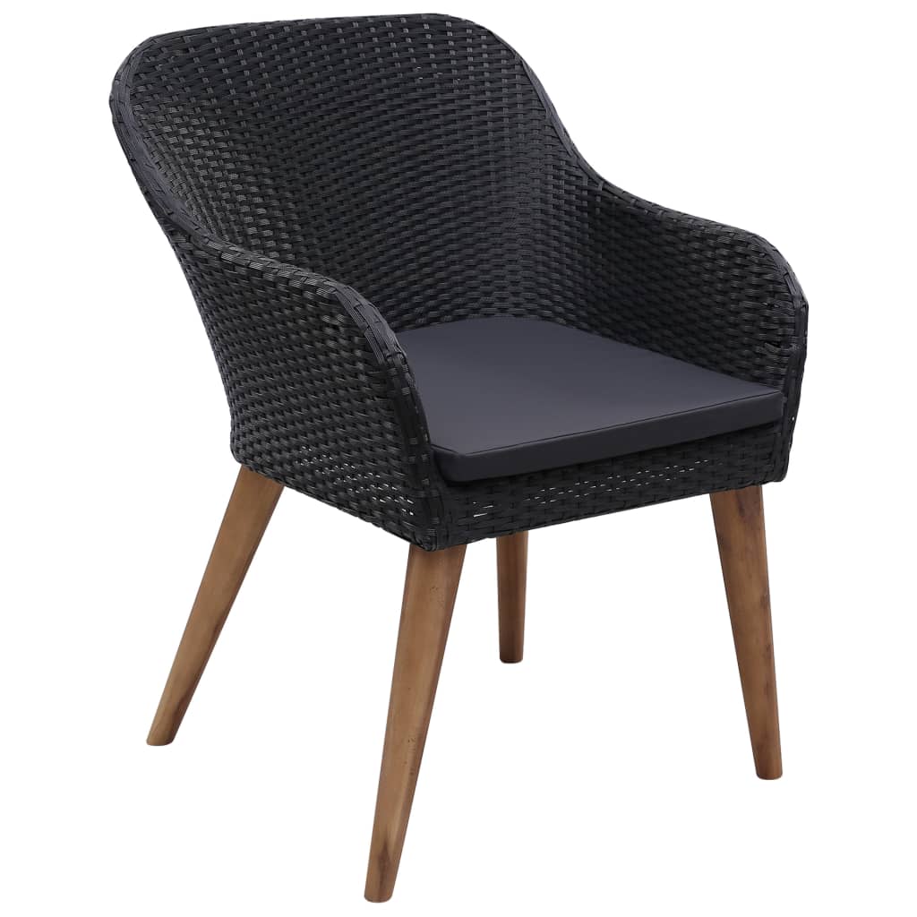 5 Pcs conjunto de jantar para jardim preto