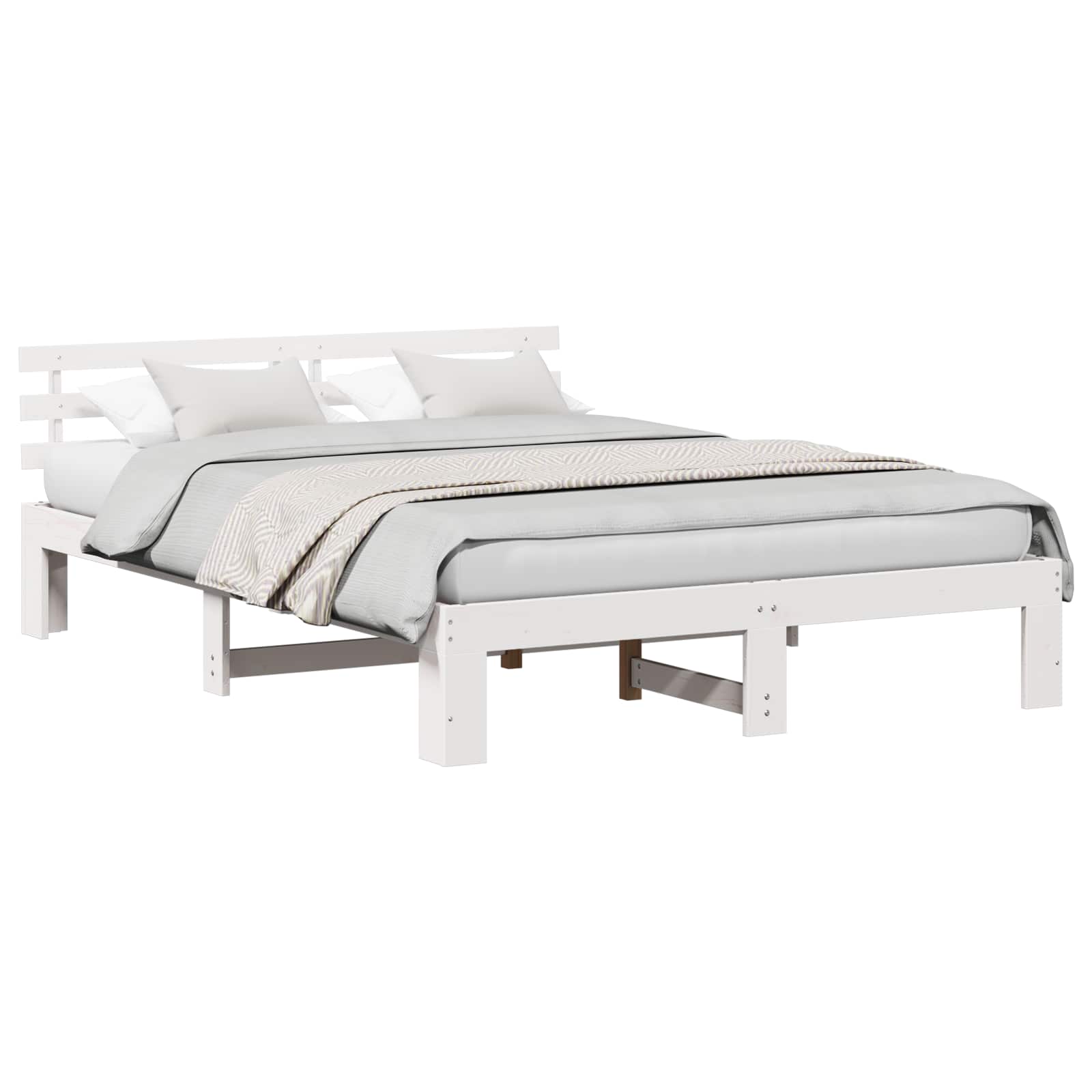 Estrutura da cama com cabeceira branco 150 x 200 cm