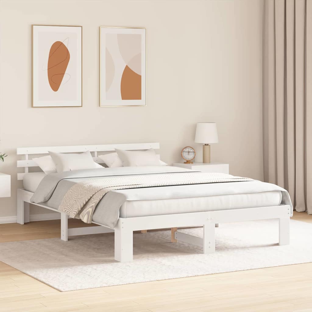 Estrutura da cama com cabeceira branco 150 x 200 cm