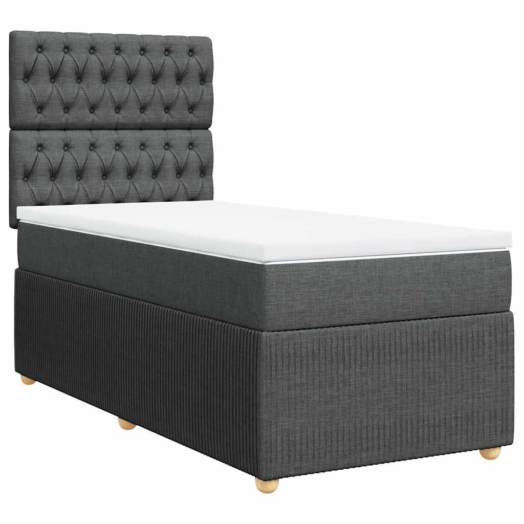 Cama com molas/colchão 90x190 cm tecido cinza-escuro