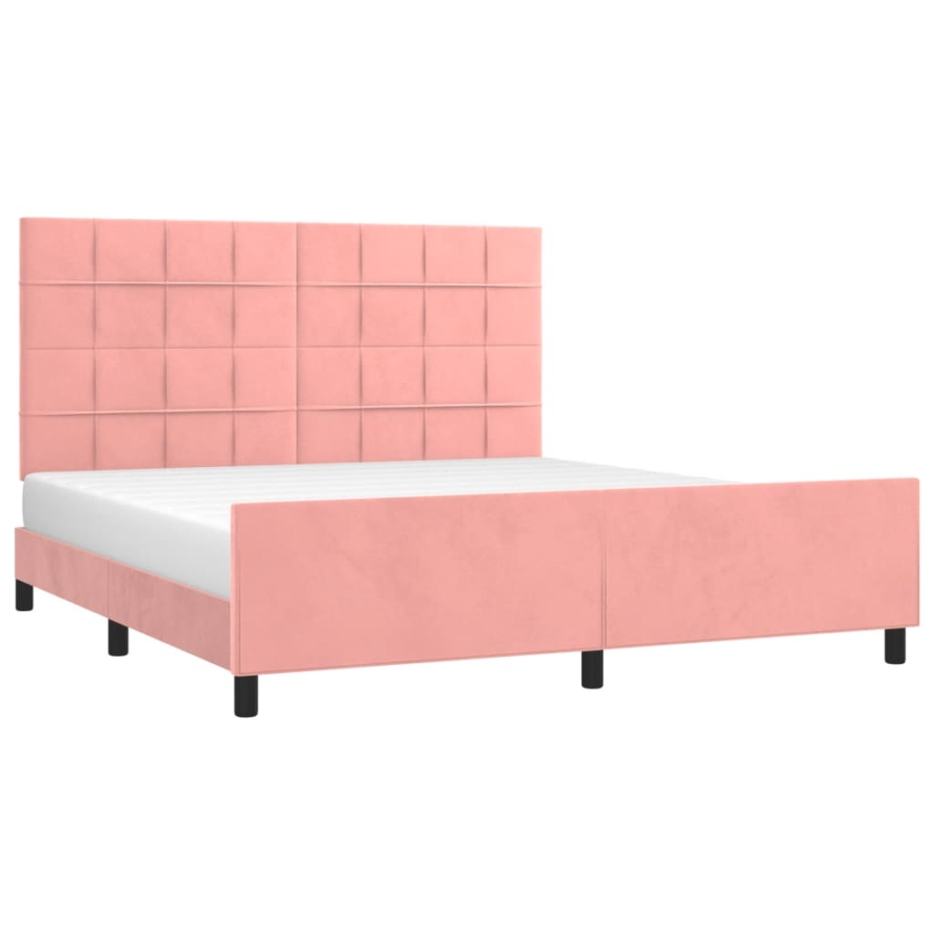 Estrutura de cama c/ cabeceira 180x200 cm veludo rosa