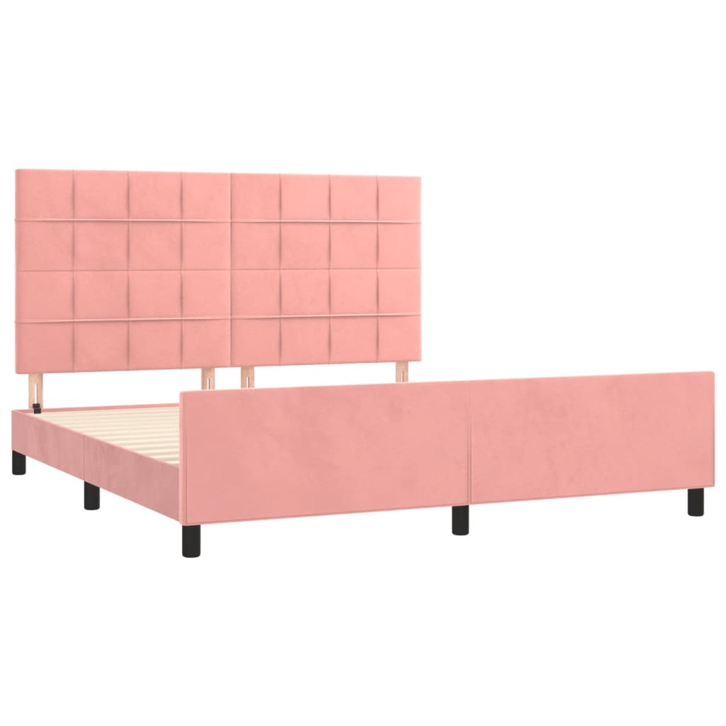 Estrutura de cama c/ cabeceira 180x200 cm veludo rosa