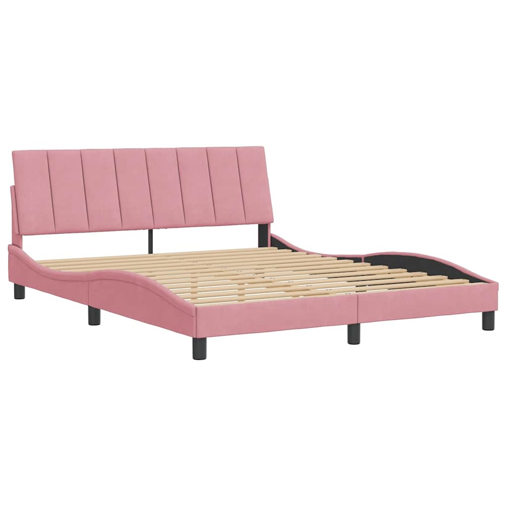 Estrutura de cama sem colchão hanko 160x200 cm veludo rosa