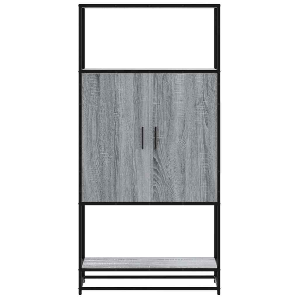Armário alto 68x35x139 cm madeira e metal cinza sonoma